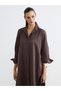 Alita City Farkıyla Soulife Brown Plain Loose & Baggy Women's Shirt Tunic - 3