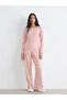 Lcw Dream Red Crew Neck Striped Women's Pajama Set - 2