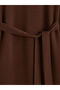 Brown Crew Neck Belted Knit Dress - 6