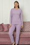 Thick Winter Interlock Striped Long Sleeve Knit Pajama Set - 6