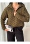 Women's Zippered Half Fisherman Hair Braid Sweater - 7
