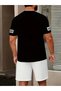 Men's No:068 Printed T-Shirt and Shorts Set - 4