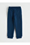 Navy Blue Elastic Waist Boys Thick Jogger Sweatpants - 2