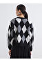 Anthracite Crew Neck Diamond Patterned Women's Knit Tunic - 4