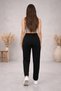 Women's High Waist Carrot Cut Black Fabric Trousers with Pocket Detail - 4