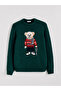 Lcw Vision Green Crew Neck Bear Teddy Printed Men's Knitwear Sweater - 5