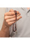 Silver Brown Kazaz Tassel-Adorned Crimped Amber Prayer Beads - 2