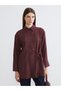 Burgundy women's shirt tunic with tie detail from gülis store