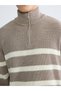 Özmarka New Season Zippered Mock Neck Striped Men's Knitwear Sweater - 3