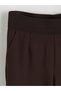 Brown elastic waist crepe women's trousers - 6