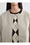 Two Mt Shop Quality Lcw Vision Beige Cashmere Plain Loose & Baggy Women's Jacket - 3