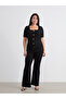 Create your style from uzg store black elastic waist Flared women's pants - 2