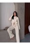 Women's Half Turtleneck Double Zipper Pocket Knitwear Set - 5