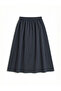Navy Blue Elastic Waist Textured Flared Skirt - 6