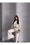 Women's Crew Neck Crop Sweater Slit Pants Knitwear Bottom-Top Set - 2