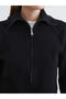 Lcw Modest Black Polo Collar Women's Knitwear Cardigan - 3
