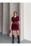 Women's Gold Button Detailed Crop Cardigan Mini Skirt Knitwear Set