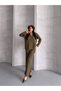 Women's Polo Neck Corded Fabric Bottom-Top Knitwear Set - 2