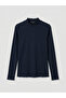 Lcw Modest Navy Blue Ruffled High Neck Women's Bodysuit - 5