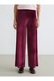Trendlucky Women's Wide Leg Velvet Trousers with Elastic Waist and Difference in Color - 2