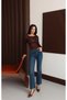 Lycra Mini Flare Jean Trousers with Tassels at the Legs
