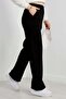 Women's Black High Waist Elastic Double (Dabıl) Fabric Palazzo Pants - 5