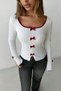 Bow Women's Long Sleeve Bow Slit White Crop Blouse