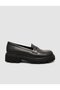 100% Genuine Leather Black Thick Sole Women's Loafer Shoes