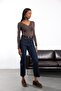Brown Lace-Trimmed Modal Cashmere Long Sleeve Blouse - 2