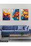 Vibrant Colored Flowers 3 Piece Wooden Framed Painting Act