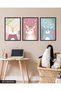 Animal Themed Children's Room 3 Piece Wooden Framed Painting Act - 3