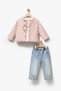 3-Piece Girl's Set with Bow Detail Quilted Coat 9088 - 4