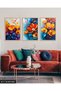Vibrant Colored Flowers 3 Piece Wooden Framed Painting Act - 3