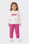 Lcw Baby Ecru Crew Neck Long Sleeve Printed Baby Girl Sweatshirt and Sweatpants Bottom 2-Piece Set