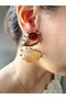 Women's Gold Plated Brown Stone Detailed Dangle Earrings – Stylish and Modern Design - 4