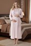 Women's Pink Shawl Collar Long Sleeve Floral Button Detail Plus Size Maternity Nightgown Set