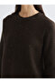 Patenth's Brown Crew Neck Sequin Embroidered Women's Knitwear Sweater - 3