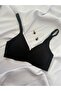 Black Laser Cut Stitch-Free Bra with Removable Pads, Cotton, Adjustable Strap with Agraft