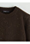 Patenth's Brown Crew Neck Sequin Embroidered Women's Knitwear Sweater - 6
