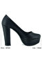 Lina Black Vegan Round Toe Thick Platform Heeled Shoes - 5