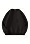 Men's Stripe Printed Crew Neck Black Gray Oversized Sweatshirt - 3