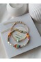 Set of 2 Bracelets Colorful Fish Mint Green Evil Eye Beaded Gold Pearl Detail Women's Bracelet - 3