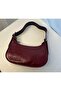 Luna Burgundy Baguette Minimal Burgundy Shoulder and Hand Bag - 2
