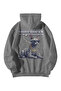 Unisex Anthracite Oversized Hoodie - Dopamax Sphinx Cat Printed 3 Thread Ş Fleece-Lined Streetwear Sweatshirt