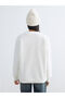Ecru New York Embroidered Oversized Women's Thick Sweatshirt - 4