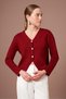 Women's Button Detail V-Neck Cardigan Burgundy 25264 - 2