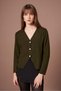Women's Button Detail V-Neck Cardigan Khaki 25264 - 3