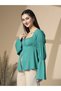 Women Green Bell Sleeve Top - 4