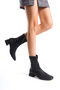 Heeled Stretch Ankle Boots Women's Black Short Stretch Boots Heel Height 3 cm - 2
