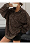 Women Brown Leopard Print Sweatshirt - 2